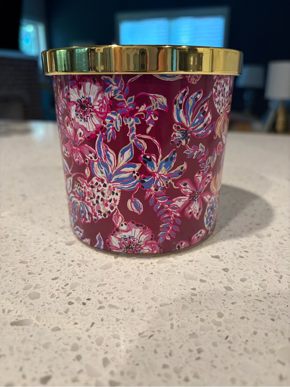 Lilly Pulitzer Gold Lid Pink Patterned Candle
